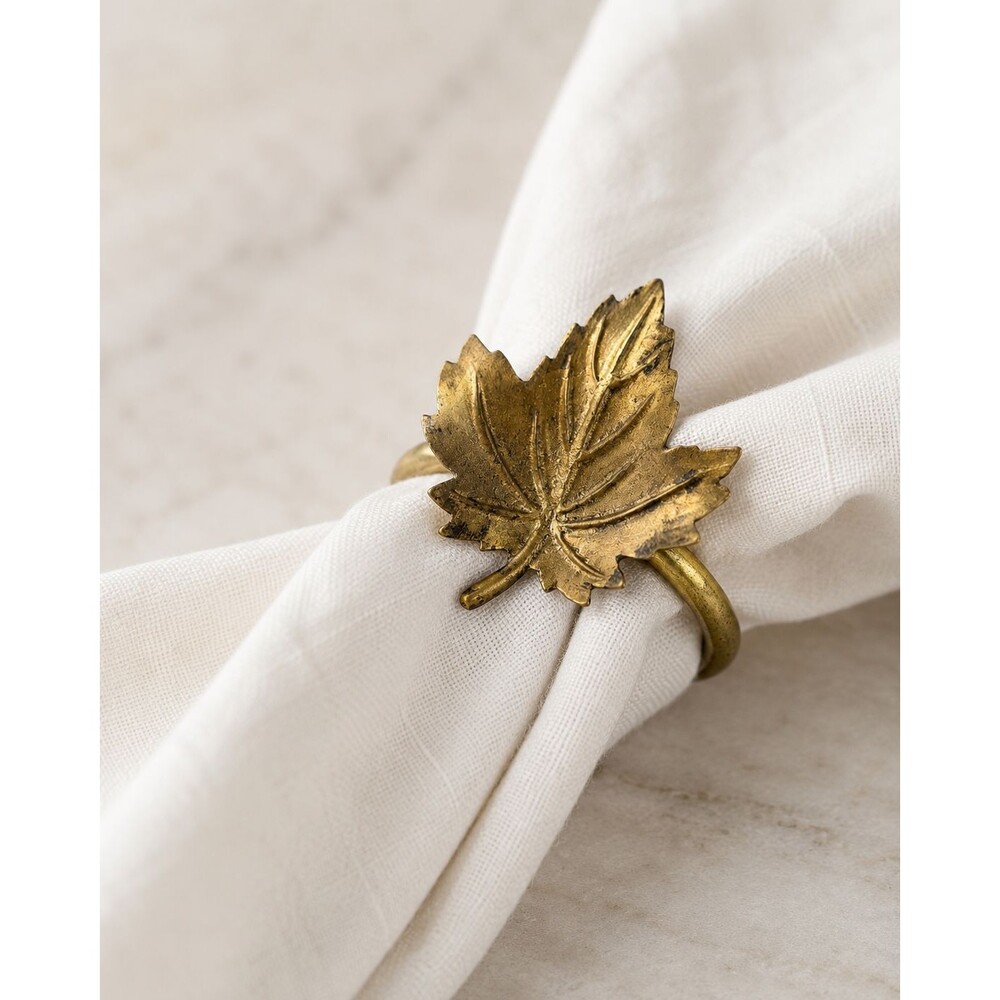 4 Vintage Brass Maple Leaf Napkin Rings Set of 4 Fall Thanksgiving Table Decor